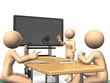 Businessmen  in front of the electronic blackboard