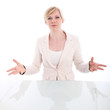 Eloquent woman pleading her case