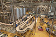 The interior of the brewery. Conveyor