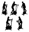 silhouettes of fitness people on gym bikes