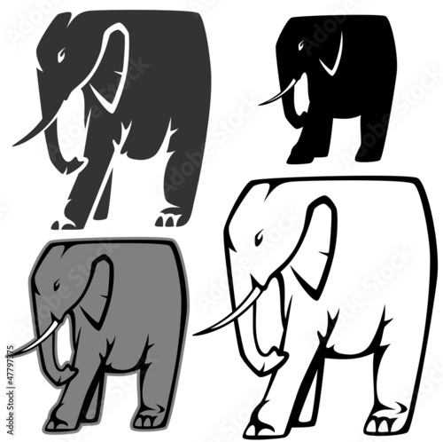 Vector: set of stylized elephants - vector illustration set of stylized elephants - vector illustration