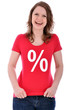Junge Frau im Sale-Shirt