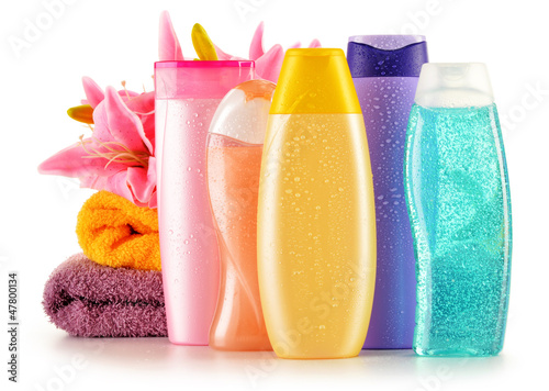 Photo: Plastic bottles of body care and beauty products Plastic bottles of body care and beauty products