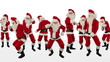 Bunch of Santa Claus Dancing, Christmas Holiday Background
