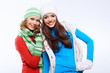 Young woman wearing winter hat and warm scarf