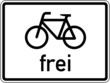 Zusatzzeichen Radfahrer frei