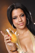 Golden brunette with cold flute