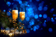 Glasses of champagne at new year party