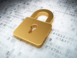 golden closed padlock on digital background