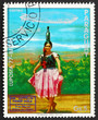 Postage stamp Paraguay 1977 Indian Girl in Bottle Dance Costume