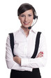 Portrait of a smiling call center operator in headset