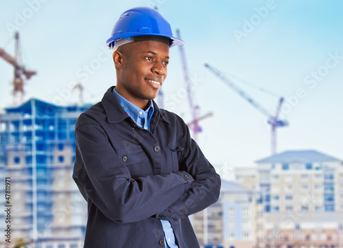 Photo: Smiling black worker Smiling black worker