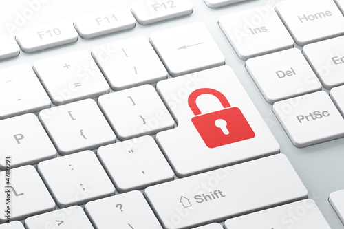 Illustration: Enter button with closed padlock on computer keyboard Enter button with closed padlock on computer keyboard