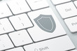 Enter button with shield on computer keyboard