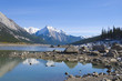 Photo: Beautiful Maligne lake with low water Beautiful Maligne lake with low water