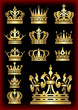 Crown. Gold set. Collection icons. Vector. Vintage.