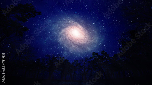 Illustration: Night view of a spiral galaxy Night view of a spiral galaxy