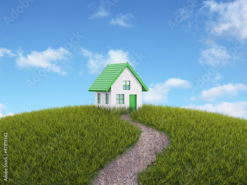Illustration: Small house on a hill Small house on a hill