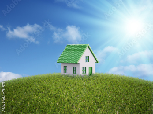 Illustration: Small house on a hill Small house on a hill