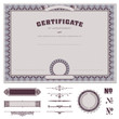 Vector: certificate template and additional design elements certificate template and additional design elements