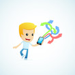 set of illustrations with funny cartoon casual character in
