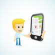 set of illustrations with funny cartoon casual character in