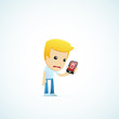 set of illustrations with funny cartoon casual character in