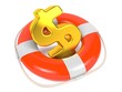 Illustration: Dollar Sign in Red Lifebuoy. Isolated on White. Dollar Sign in Red Lifebuoy. Isolated on White.