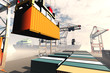 Industrial Port sunset sunrise 3D render