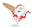 Vector: Cartoon Santa surfer Cartoon Santa surfer