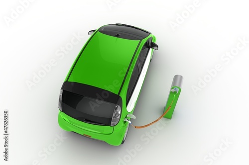 Illustration: auto elettrica con distributore auto elettrica con distributore