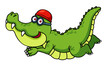 illustration of Cartoon crocodile swimming