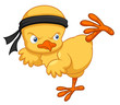 illustration of Cartoon chick karate kick