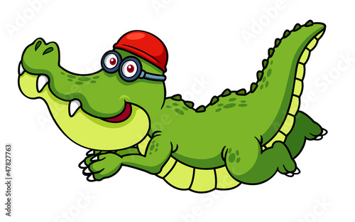Vector: illustration of Cartoon crocodile swimming illustration of Cartoon crocodile swimming
