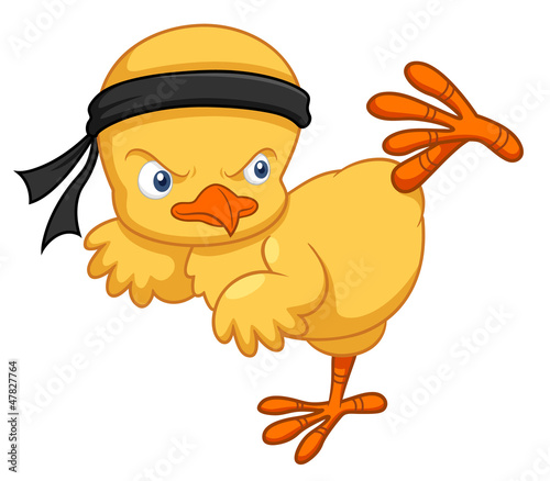 Vector: illustration of Cartoon chick karate kick illustration of Cartoon chick karate kick