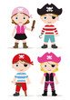 cute set of children pirates