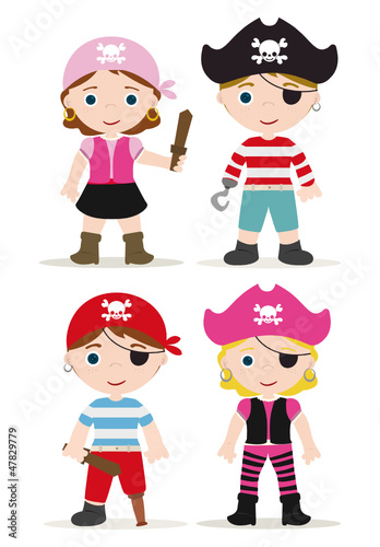 Vector: cute set of children pirates cute set of children pirates