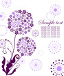 Abstract violet card with dandelion