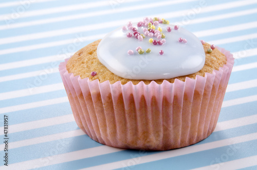 Photo: cupcake mit hellblauem zuckerguss cupcake mit hellblauem zuckerguss