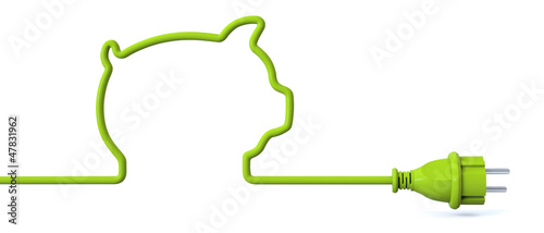 Illustration: Green power plug - piggy bank Green power plug - piggy bank