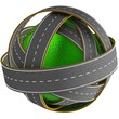 Illustration: 3D grass ball with many roads 3D grass ball with many roads