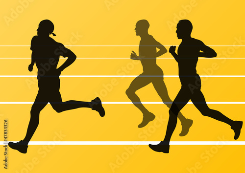 Vector: Marathon runners running silhouettes vector Marathon runners running silhouettes vector