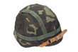 helmet with camouflaged cover isolated on white
