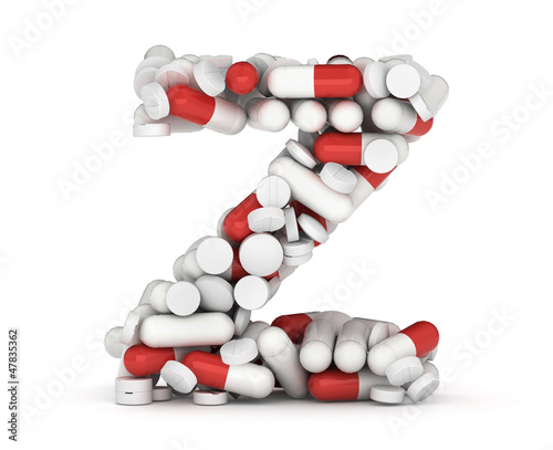 Illustration: Letter Z, alphabet from pills Letter Z, alphabet from pills