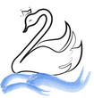 Swan with crown silhouette on lake vector eps10