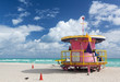 Photo: Round pink lifeguard station on Miami beach Round pink lifeguard station on Miami beach