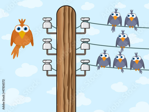 Vector: Sitting birds symbolize wireless technology Sitting birds symbolize wireless technology