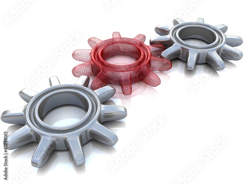 Illustration: 3d gears. Work concept. 3d gears. Work concept.
