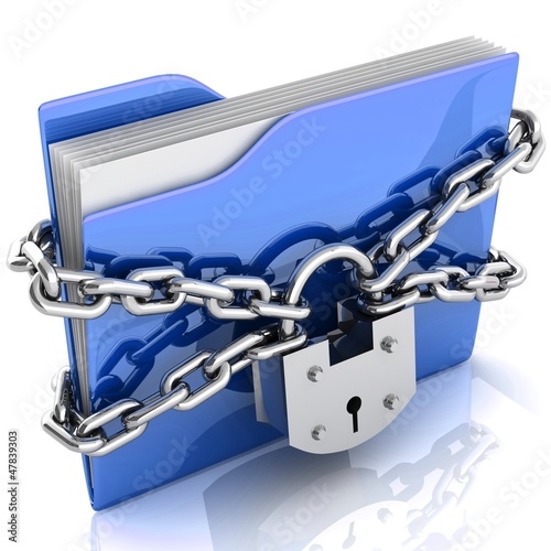 Illustration: 3D folder locked by chains 3D folder locked by chains