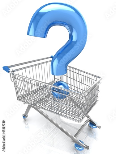 Illustration: Shop question with shopping cart Shop question with shopping cart